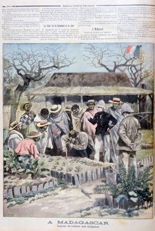 Agricultural lesson for the indigenous people of Madagascar, 1897. Creator: F Meaulle