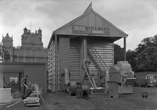 Agricultural stand at the Royal Show at Wollaton Hall, Nottingham, Nottinghamshire, July 1954. Artist: Michael Walters
