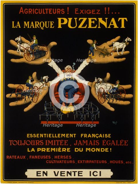Agriculteurs! exigez!!... la marque Puzenat essentiellement française. Creator: Mich (Jean-Marie Michel Liebeaux) (1881-1923).