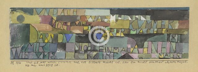 Ah, comme ma peine est encore exacerbée quand tu ne daignes même pas soupçonner les émois de mon coe Artist: Klee, Paul (1879-1940)