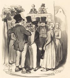 - Ah! Gringalet d'Paris.... tu viendras faire danser deux fois ma Catherine toi..., 1845. Creator: Honore Daumier