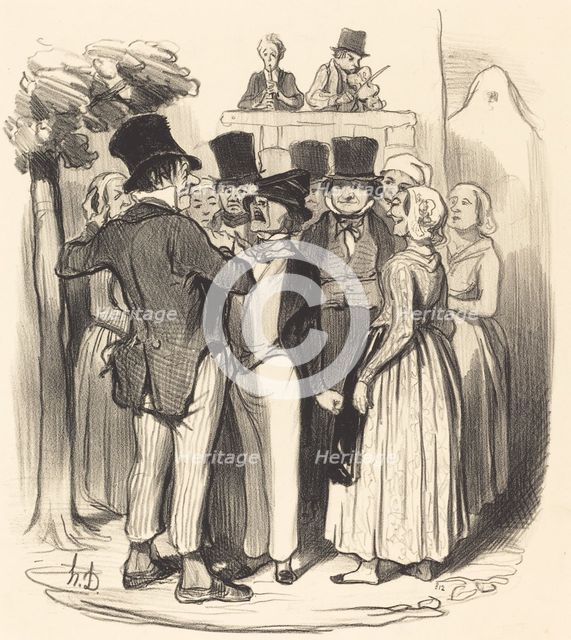 - Ah! Gringalet d'Paris.... tu viendras faire danser deux fois ma Catherine toi..., 1845. Creator: Honore Daumier.