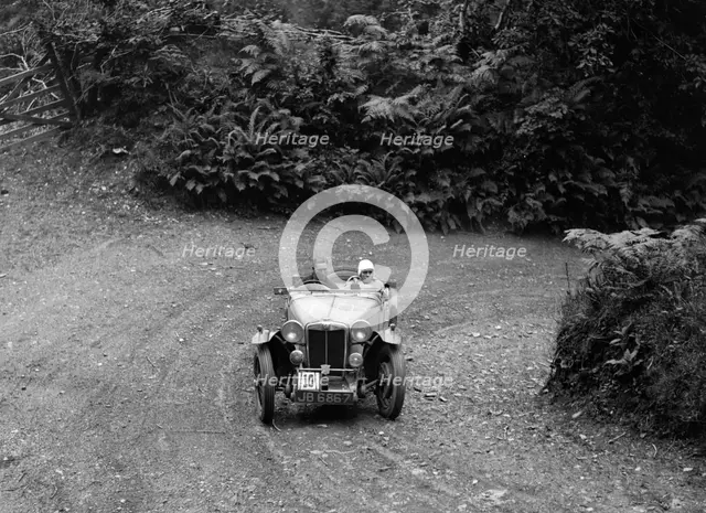 AH Langley's 1935 MG Magnette/Magna of the Three Musketeers team, Devon, late 1930s. Artist: Bill Brunell.