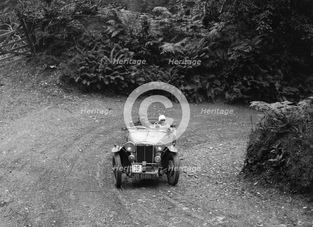 AH Langley's 1935 MG Magnette/Magna of the Three Musketeers team, Devon, late 1930s. Artist: Bill Brunell.