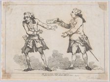 Ah let me Sire refuse it..., from Peter's Pension by Peter Pindar, Esq., 1787., 1787. Creator: Thomas Rowlandson