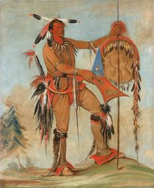 Ah-móu-a, The Whale, One of Kee-o-kúk's Principal Braves, 1835. Creator: George Catlin