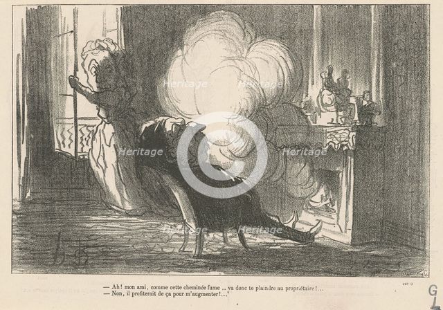 Ah! mon ami, comme cette cheminée fume ..., 19th century. Creator: Honore Daumier.