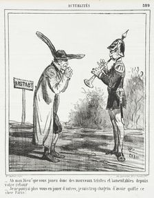 Ah, mon Dieu! Que vous jouez donc des morceaux tristes et lamentables depuis votre..., 1865. Creator: Cham
