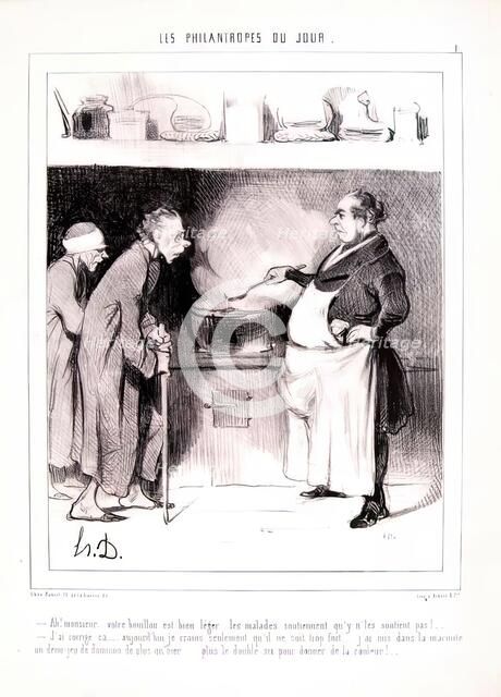 Ah! Monsieur...votre bouillon est bien léger..., 1844. Creator: Honore Daumier.