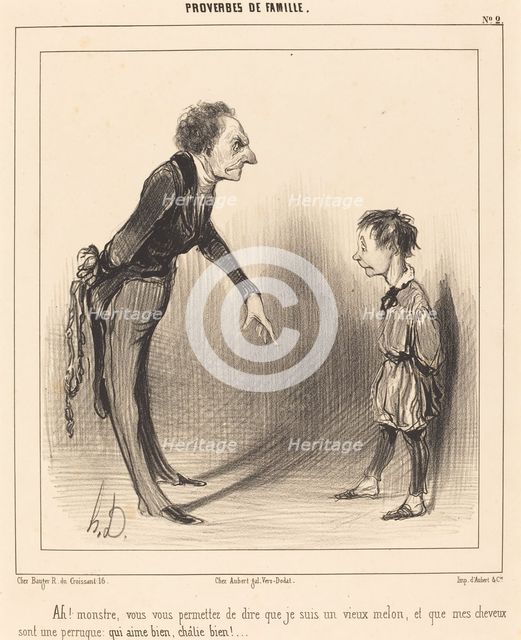 Ah! monstre, vous vous permettez..., 1840. Creator: Honore Daumier.