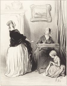Ah! ma chère, quelle singulière éducation vous donnez a votre fille?..., 1844. Creator: Honore Daumier