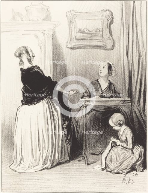 Ah! ma chère, quelle singulière éducation vous donnez a votre fille?..., 1844. Creator: Honore Daumier.