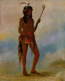 Ah-nó-je-nahge, He Who Stands on Both Sides, a Distinguished Ball Player, 1835. Creator: George Catlin
