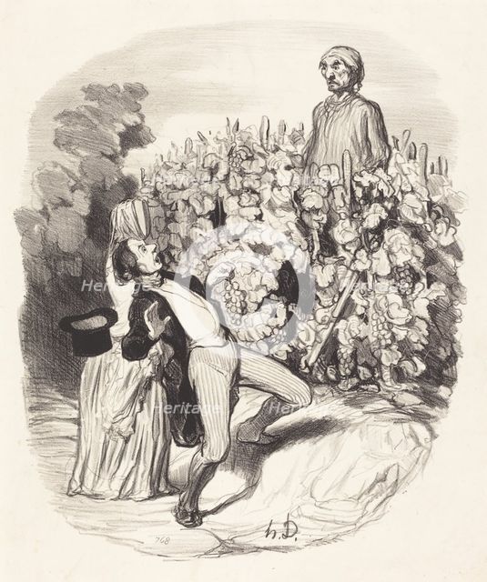 Ah! Saperlotte, je crois que nous sommes pincés!, 1845. Creator: Honore Daumier.