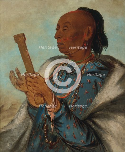 Ah-tón-we-tuck, Cock Turkey, Repeating His Prayer, 1830. Creator: George Catlin.