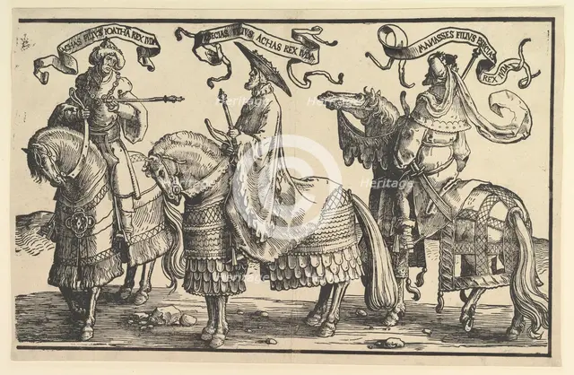Ahaz, Hezekiah, Manasses, from The Twelve Kings of Israel, ca. 1520. Creator: Lucas van Leyden.