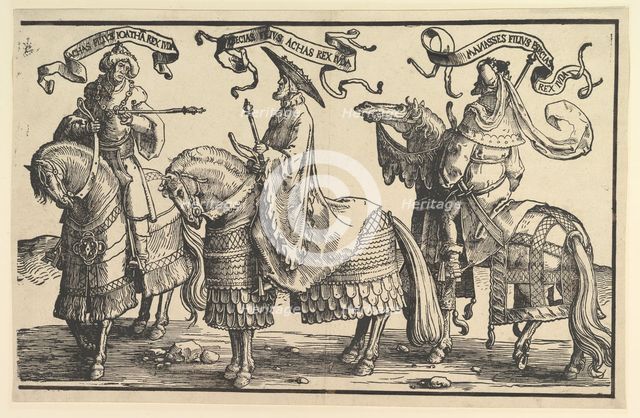 Ahaz, Hezekiah, Manasses, from The Twelve Kings of Israel, ca. 1520. Creator: Lucas van Leyden.
