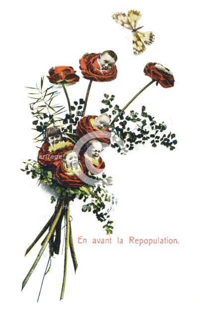 'Ahead Repopulation', French Postcard, c1900. Artist: Unknown