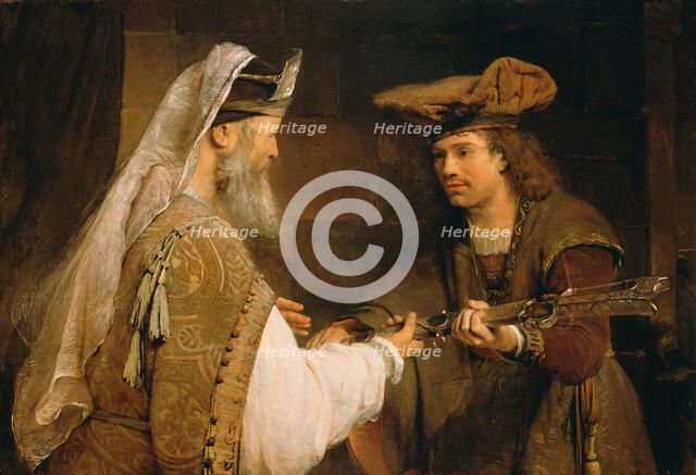 Ahimelech giving the sword of Goliath to David, 1680s. Artist: Gelder, Aert de (1645-1727)