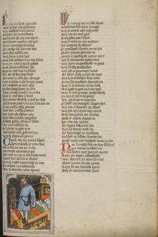 Ahithophel Committing Suicide; Weltchronik, about 1400-1410. Creator: Unknown