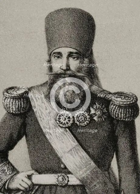 Ahmad I ibn Mustafa, (1806-1855), Bey of Tunisia from 1837 to 1855, 1852. Detail.  Creator: Julio Donón.