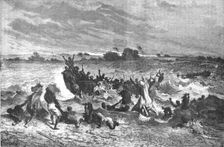 'Ahmadou's Army crossing the Niger; Journey from the Senegal to the Niger 1875. Creator: Unknown