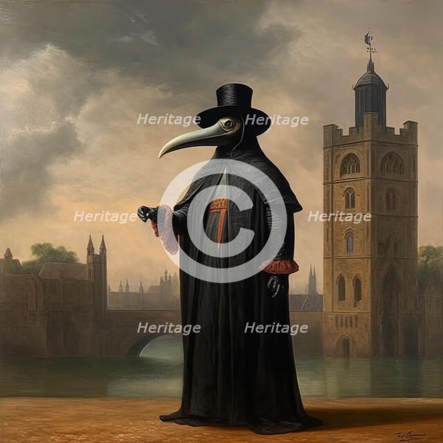 AI IMAGE - A plague doctor, 17th century, (2023). Creator: Heritage Images.