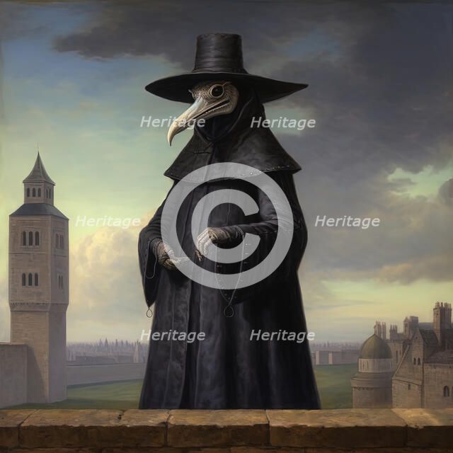 AI IMAGE - A plague doctor, 17th century, (2023). Creator: Heritage Images.