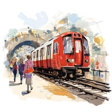 AI IMAGE - An illustration of a London Underground train, 2023. Creator: Heritage Images