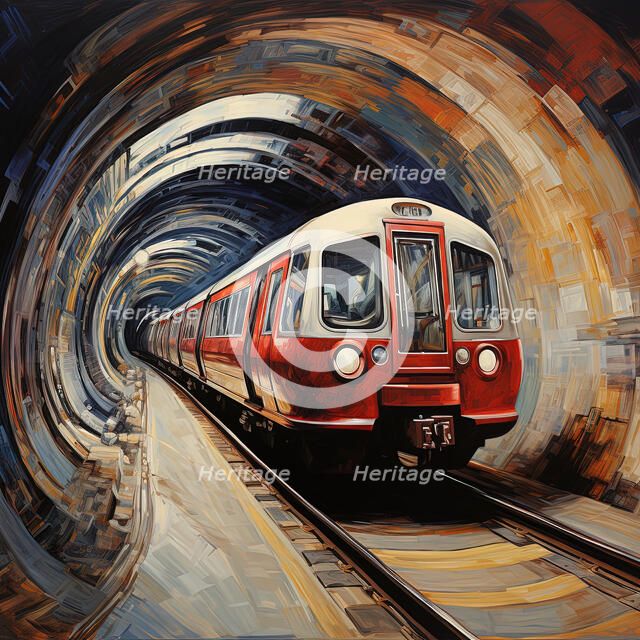 AI IMAGE - An illustration of a London Underground train, 2023. Creator: Heritage Images.