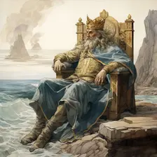 AI Image - An illustration of King Canute commanding the...tide to halt, early 11th century, (2023). Creator: Heritage Images