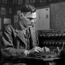 AI IMAGE - Alan Turing at Bletchley, 1940s, (2023). Creator: Heritage Images
