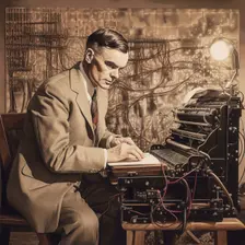 AI IMAGE - Alan Turing at Bletchley, 1940s, (2023). Creator: Heritage Images
