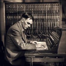 AI IMAGE - Alan Turing at Bletchley, 1940s, (2023). Creator: Heritage Images