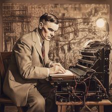AI IMAGE - Alan Turing at Bletchley, 1940s, (2023). Creator: Heritage Images