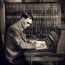 AI IMAGE - Alan Turing at Bletchley, 1940s, (2023). Creator: Heritage Images