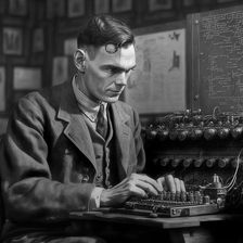 AI IMAGE - Alan Turing at Bletchley, 1940s, (2023). Creator: Heritage Images