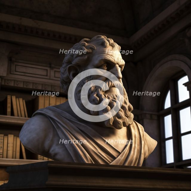 AI IMAGE - Bust of Archimedes, 3rd century BC, (2023).  Creator: Heritage Images.