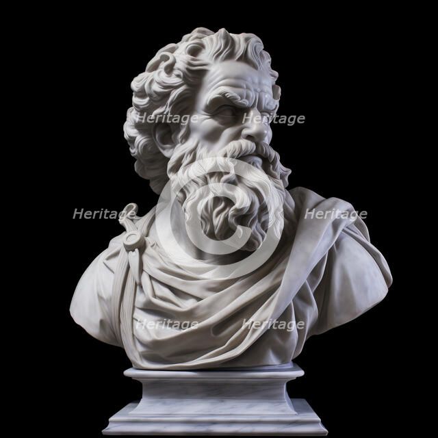 AI IMAGE - Bust of Archimedes, 3rd century BC, (2023).  Creator: Heritage Images.