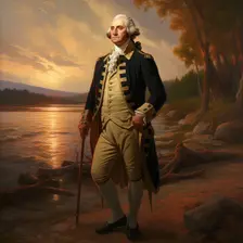 AI IMAGE - George Washington standing next to the Delaware, late 18th century, (2023). Creator: Heritage Images