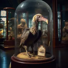 AI IMAGE - Dodo in a glass case in a museum, 2023. Creator: Heritage Images