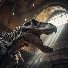 AI IMAGE - Fossilised remains of a Tyrannosaurus rex in a museum, 2023. Creator: Heritage Images