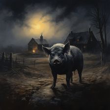 AI Image - Illustration of Napoleon the pig from George Orwell's "Animal Farm", 2023. Creator: Heritage Images