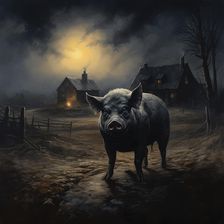 AI Image - Illustration of Napoleon the pig from George Orwell's "Animal Farm", 2023. Creator: Heritage Images