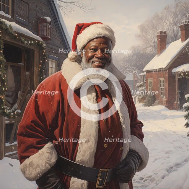 AI Image - Illustration of a Black Father Christmas, 2023. Creator: Heritage Images.