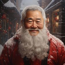 AI Image - Illustration of an East Asian Father Christmas, 2023. Creator: Heritage Images