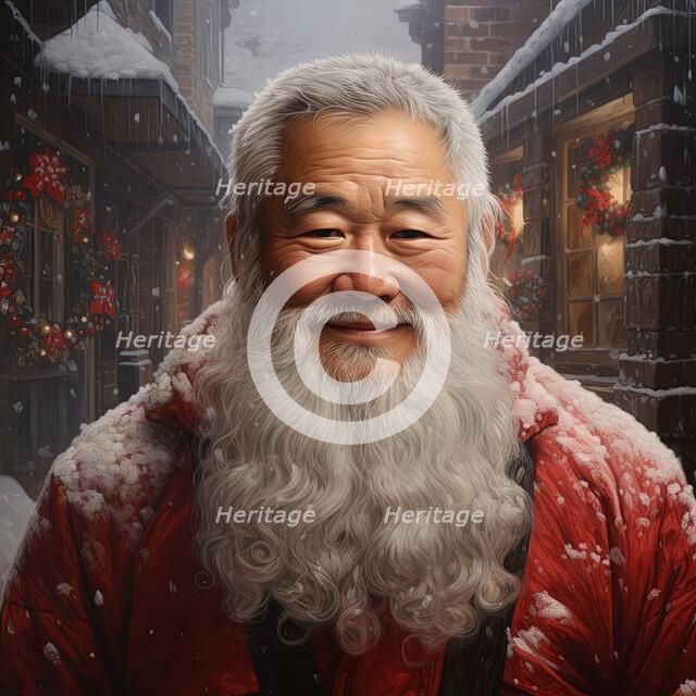 AI Image - Illustration of an East Asian Father Christmas, 2023. Creator: Heritage Images.