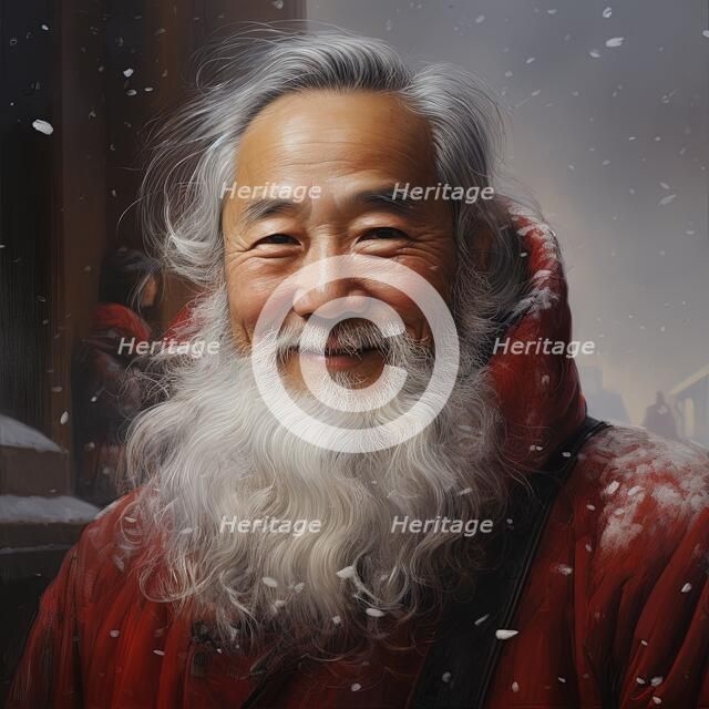 AI Image - Illustration of an East Asian Father Christmas, 2023. Creator: Heritage Images.