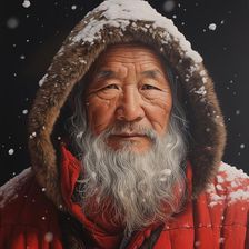 AI Image - Illustration of an East Asian Father Christmas, 2023. Creator: Heritage Images