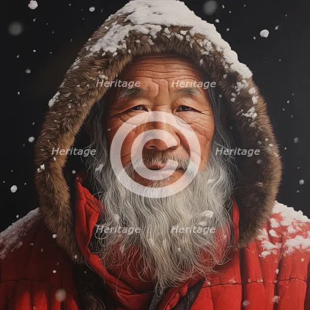 AI Image - Illustration of an East Asian Father Christmas, 2023. Creator: Heritage Images.